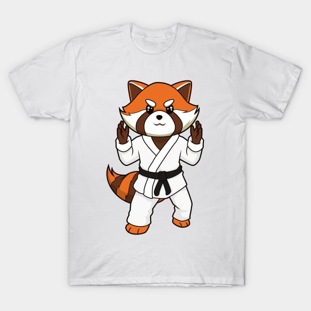 Cartoon red panda doing judo T-Shirt by Modern Medieval Design